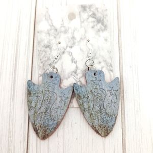 Faux leather cowboy boot print earrings